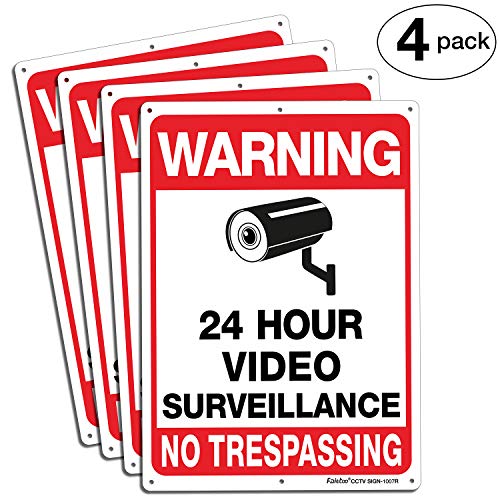 Read more about the article Faittoo 4-Pack Video Surveillance Sign, No Trespassing Metal Reflective Warning Sign, 10″x 7″ 0.40 Aluminum Indoor Or Outdoor Use for Home Business CCTV Security Camera,UV Protected & Waterproof