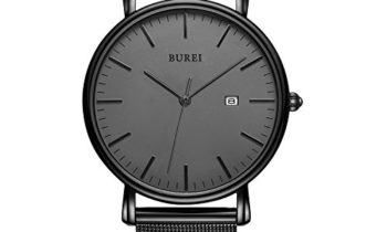 Read more about the article BUREI Men’s Fashion Minimalist Wrist Watch Analog Deep Gray Date with Black Milanese Mesh Band