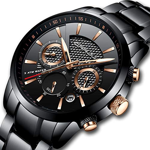 Read more about the article CRRJU Mens Stainless Steel Watches Date Casual Wrist Watch with Black Dial