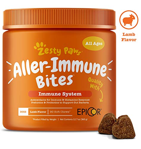 Read more about the article Allergy Immune Supplement for Dogs Lamb- with Omega 3 Wild Alaskan Salmon Fish Oil & EpiCor + Digestive Prebiotics & Probiotics – Anti Itch & Skin Hot Spots + Seasonal Allergies – 90 Chews