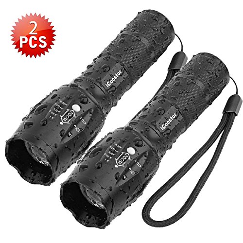 Read more about the article Tactical Flashlight iCoostor T6 Handheld LED Torches Flashlight Super Brightness Waterproof Taclight As Seen On Tv 5 Modes Zoomable Focus For Outdoor (2pcs)