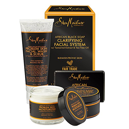 You are currently viewing SheaMoisture African Black Soap Facial System Kit |4oz. Facial Wash & Scrub |4 oz. Problem Skin Facial Mask | 2oz. Moisturizer | 3.5oz Bar Soap