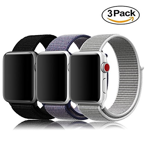 Read more about the article amBand for Apple Watch Sport Loop Band 42mm, Lightweight Breathable Nylon Replacement Band for Apple Watch Series 1, Series 2, Series 3, Sport, Edition-3 Pack C