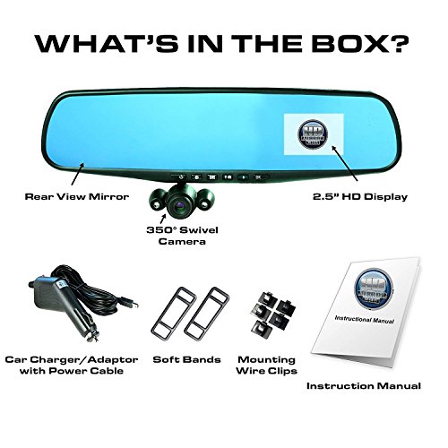 Read more about the article Official HD Mirror Cam – As Seen on TV Dash Cam 350°, Motion Detection, 2.5” LCD, 720P HD, Dashboard Camera Video Recorder, Built-In Rechargeable Battery, Loop Recording, Night-mode