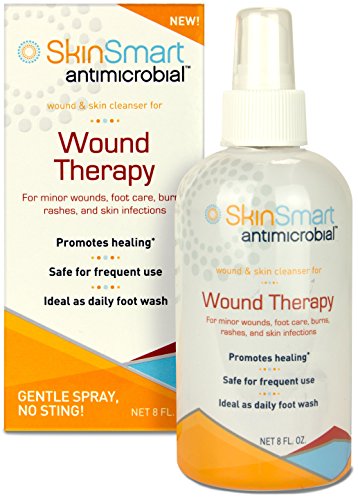 Read more about the article SkinSmart ANTIMICROBIAL Wound Therapy, 8 oz. Clear Hypochlorous Spray. For WOUND CARE, ACNE, SKIN INFECTIONS, FOOT WASH, WOUND WASH, RASHES, HIVES, BURNS, FUNGAL INFECTIONS. NON-STICKY, NO MESS!