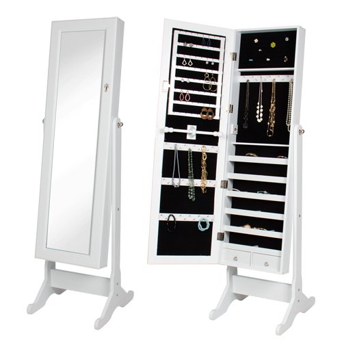 You are currently viewing Best Choice Products Mirrored Jewelry Cabinet Armoire with Stand, White