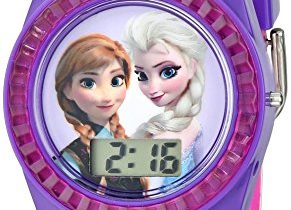 Read more about the article Disney’s Frozen Kids’ Digital Watch with Elsa and Anna on the Dial, Purple Casing, Comfortable Pink Strap, Easy to Buckle, Safe for Children – Model: FZN3598