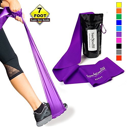 Read more about the article SUPER EXERCISE BAND Heavy PURPLE Resistance Band. Your Home Gym Fitness Equipment Kit for Strength Training, Physical Therapy, Yoga, Pilates, Chair Workout | LATEX FREE For ALLERGIC SAFETY | 7 ft
