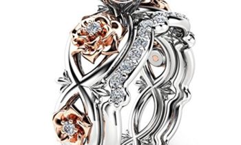 Read more about the article Clearance Rings,Women’s Rose Floral Lucky Flower Leaf Diamond Rings Jewelry Gift by ZYooh (Gold, 7)