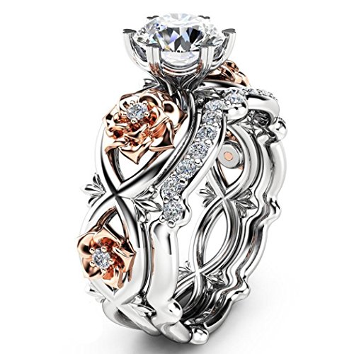 You are currently viewing Clearance Rings,Women’s Rose Floral Lucky Flower Leaf Diamond Rings Jewelry Gift by ZYooh (Gold, 7)