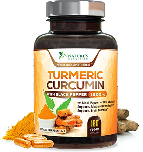 Read more about the article Turmeric Curcumin Max Potency 95% Curcuminoids 1800mg with Black Pepper Extract for Best Absorption, Anti-Inflammatory for Joint Relief, Turmeric Powder Supplement by Nature’s Nutrition – 180 Capsules