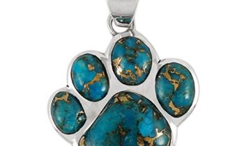 Read more about the article Dog Paw Pendant Necklace 925 Sterling Silver & Genuine Turquoise (20″, Teal/Matrix)