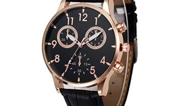 Read more about the article Han Shi Wrist Watch, Man Fashion Watch Retro Leather Band Analog Alloy Quartz Clock (A, Black)