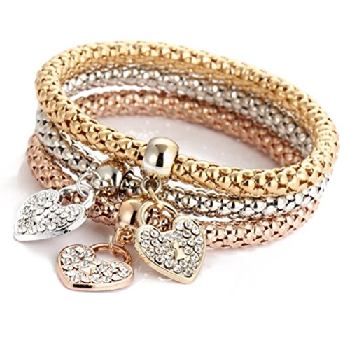 You are currently viewing 3pcs Jewelry Bracelets,Hemlock Women Bangle Bracelet Rhinestone Pendant Party Gifts Bracelets (F)