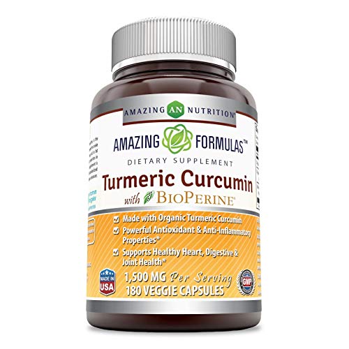Read more about the article Amazing Formulas Turmeric Curcumin BioPerine 1500 Mg Per Serving Veggie Capsules (180 Veggie Capsules) – -Powerful Antioxidant & AntiInflammatory Properties.
