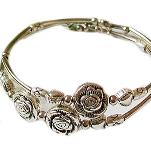 You are currently viewing Doinshop New Nice Fashion Tibetan Silver Retro Women Hand Chain Bracelet Jewelry (Three Roses)