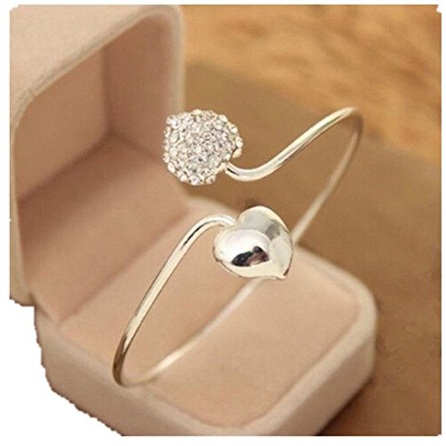 Read more about the article Lady Crystal Double Heart Open Bangles Bracelet for Holiday Party