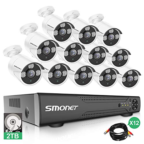 You are currently viewing 【More Stable】16 Channel Video Surveillance System SMONET 5-in-1 DVR Security Camera System(2TB Hard Drive), 12pcs 1080P High Definition Outdoor Security Cameras,DVR Kits with Night Vision,Remote View