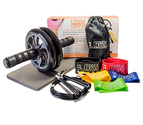 Read more about the article Ab Workout Equipment Ab Roller Wheel Adjustable Jump Rope & 5x Exercise Resistance Loop Bands – All-In-One Cerasus Fitness Set Ab Fitness Equipment Ab Wheel Roller