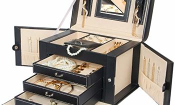 Read more about the article Homde Jewelry Box Necklace Ring Storage Organizer Synthetic Leather Large Jewel Cabinet Gift Case (Black)