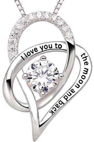 You are currently viewing ALOV Jewelry Sterling Silver “I Love You To The Moon and Back” Love Heart Pendant Necklace