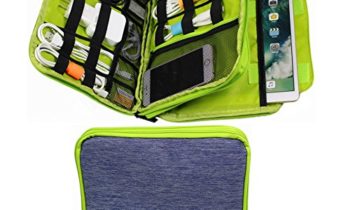 Read more about the article Electronics Organizer Travel Bag Accessories Cable Cord Gadget Gear Storage Cases iPad Pro 10.5 Large (Light Blue)