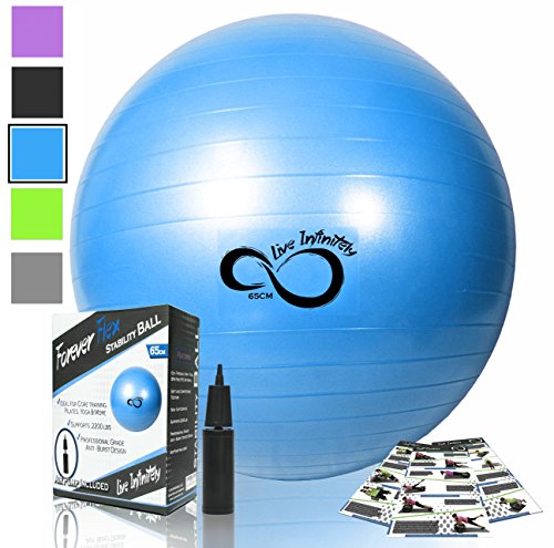 You are currently viewing Exercise Ball -Professional Grade Exercise Equipment Anti Burst Tested with Hand Pump- Supports 2200lbs- Includes Workout Guide Access- 55cm/65cm/75cm/85cm Balance Balls (Bright Blue, 65 cm)