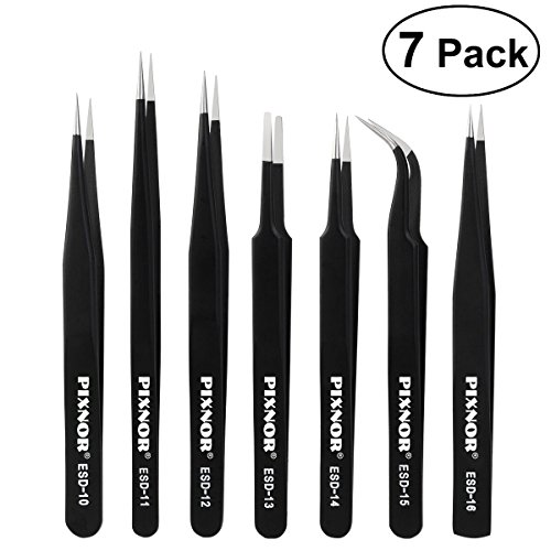 Read more about the article PIXNOR Tweezers 7-piece Precision Anti-static ESD Stainless Steel Tweezers for Electronics, Jewelry-making, Laboratory Work, Hobbies
