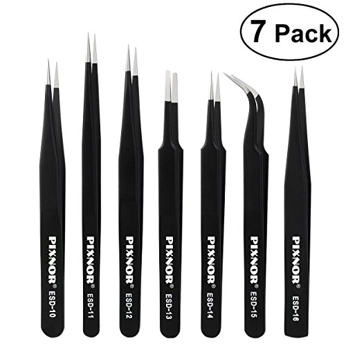 You are currently viewing PIXNOR Tweezers 7-piece Precision Anti-static ESD Stainless Steel Tweezers for Electronics, Jewelry-making, Laboratory Work, Hobbies
