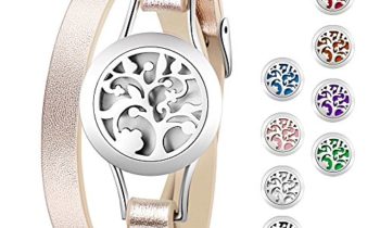 Read more about the article Essential Oil Diffuser Bracelet,Stainless Steel Aromatherapy Locket Bracelets Leather Band with 8 Color Pads,Girls Women Jewelry Gift Set