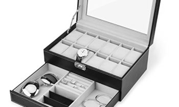 Read more about the article Juns Watch Box, 12 Slots PU Leather Case Organizer with Jewelry Drawer for Storage and Display