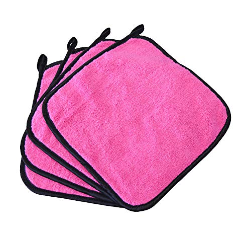 You are currently viewing (4-Pack) Premium 10 in. x 10 in. Microfiber Facial Towels ~ Ultra Soft and Gentle Luxury Makeup Remover Wash Cloths with Silky Satin Border ~ TRC Skin Care (Pink)