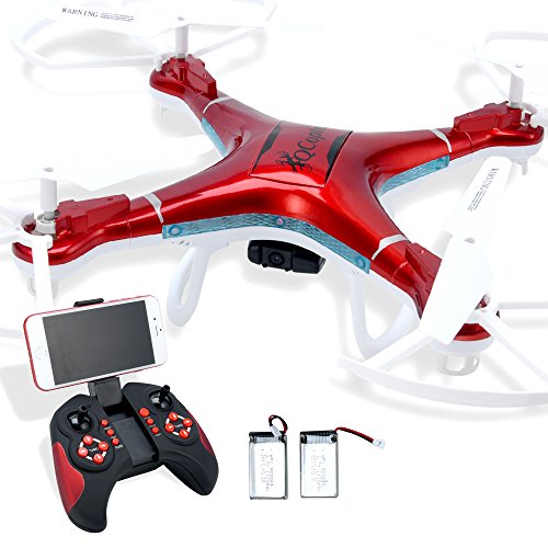 You are currently viewing Quadcopter Drone with Camera Live Video, Drones FPV 1080P HD WIFI Camera with Remote Control, FREE Extra Battery and Quadcopters Crash Replacement Kit with LED lights, Easy Use for Beginners Kids RED