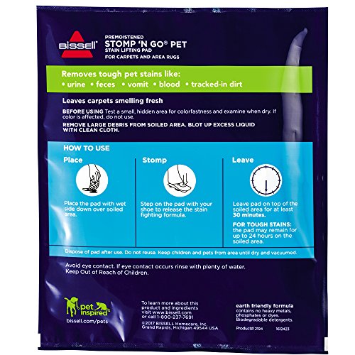 Read more about the article Bissell Stomp ‘N Go Pet Lifting Pads + Oxy for Stain Removal on Carpet & Area Rug Cleaning, 20 Pack, 2194, 20 Count