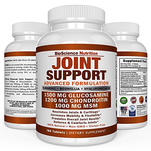 You are currently viewing Glucosamine Chondroitin Turmeric MSM Boswellia – Joint Support Supplement for Relief 180 Tablets – BioScience Nutrition