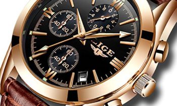 Read more about the article Mens Watches Leather Analog Quartz Watch Men Date Business Dress Wristwatch Men’s Waterproof Sport Clock Gold