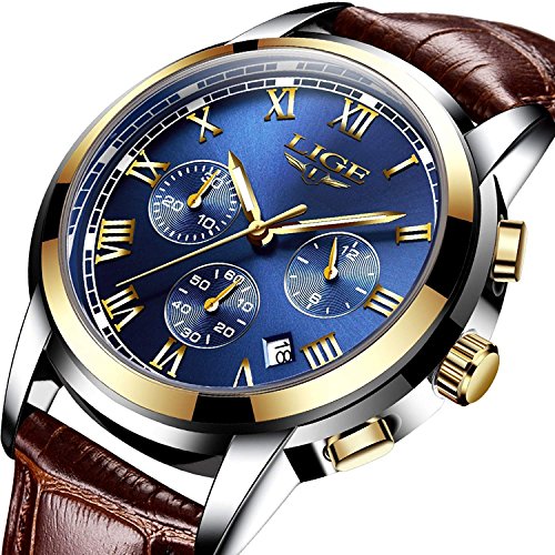 You are currently viewing Men Leather Strap Military Watches Men’s Chronograph Waterproof Sport Wrist Date Quartz Wristwatch Gifts (blue)