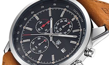 Read more about the article FOVICN Men’s  Fashion Business Quartz Watch with Brown Leather Strap Chronograph Waterproof Date Display Analog Sport Wrist Watches, Black