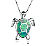 You are currently viewing Beiswe Cute Turtle Pendant Necklace Lovely Animals White Fire Opal 925 Sterling Silver Necklace Jewellery Gifts (Green)