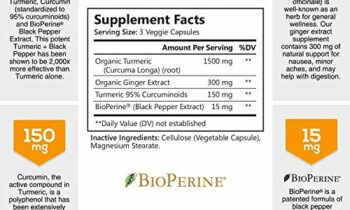 Read more about the article Turmeric Curcumin with BioPerine & Ginger 95% Curcuminoids 1950mg – Black Pepper for Absorption, Made in USA, Natural Immune Support, Turmeric Ginger Supplement by Natures Nutrition – 120 Capsules