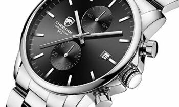 Read more about the article GOLDEN HOUR Men’s Watches with Silver Stainless Steel and Metal Casual Waterproof Chronograph Quartz Watch, Auto Date in Black Dial