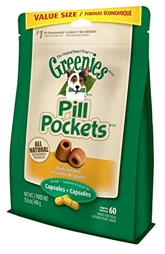 You are currently viewing GREENIES PILL POCKETS Soft Dog Treats, Chicken, Capsule, 15.8 oz.