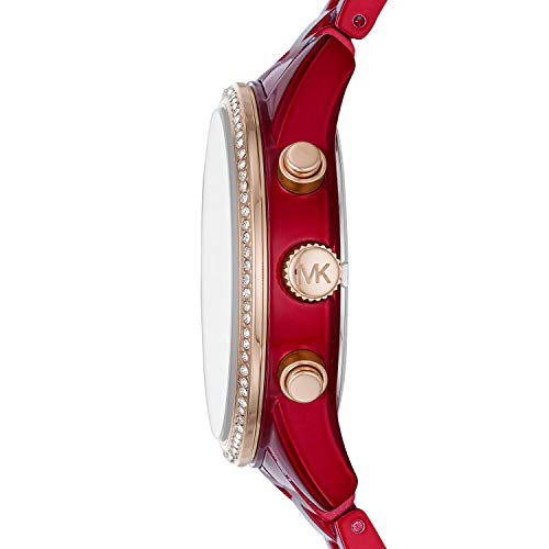 Read more about the article Michael Kors Women’s Ritz Quartz Watch with Stainless-Steel-Plated Strap, red, 18 (Model: MK6665)