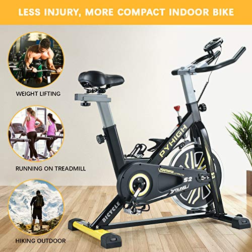 Read more about the article PYHIGH Indoor Cycling Bike Stationary Exercise Bike, Comfortable Seat Cushion, Ipad Holder with LCD Monitor for Home Cardio Workout Bike