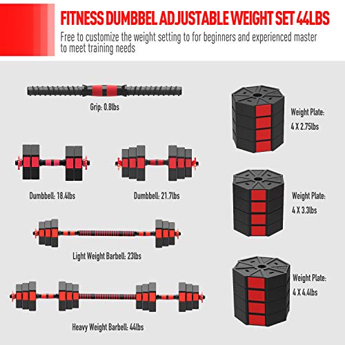 You are currently viewing zybeauty Adjustable Dumbbells, 44Lbs (20kgs) Weight Set, Anti-Rolling Octagonal Dumbbells to Barbells with Connecting Rod, 3-in-1 Home Gym Equipment for Men and Women Workout Exercise Training
