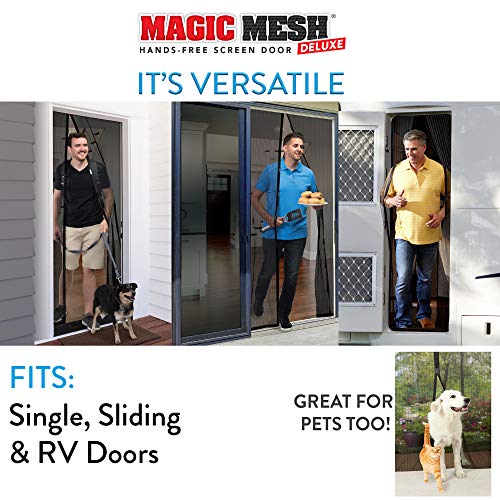 You are currently viewing Magic Mesh Deluxe- Black- Hands Free Magnetic Screen Door, Mesh Curtain Keeps Bugs Out, Frame Hook & Loop, Hands Free, Pet & Kid Friendly- Fits Doors up to 39 x 83 Inches