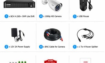 Read more about the article ZOSI H.265+ Full 1080p Home Security Camera System Outdoor Indoor, 5MP-Lite CCTV DVR 8 Channel and 4 x 1080p (2MP) Day Night Vision Weatherproof Surveillance Bullet Camera, Motion Alerts (No HDD)