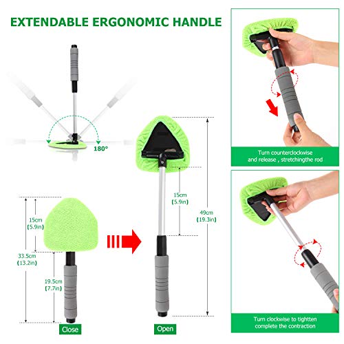 Read more about the article XINDELL Windshield Cleaner Window Windshield Cleaning Tool with Extendable Handle and Washable Reusable Microfiber Cloth Auto Interior Exterior Glass Wiper Car Glass Cleaner Kit (Extendable)