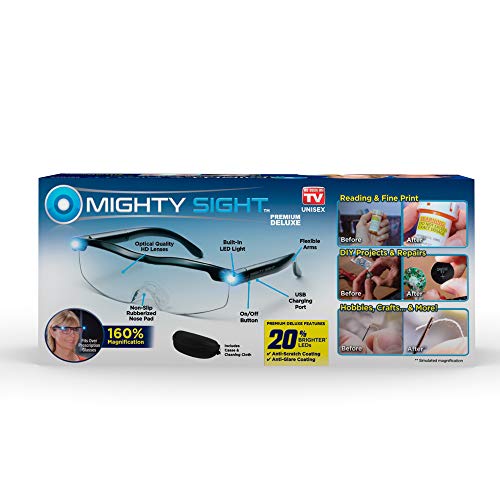 You are currently viewing Mighty Sight Magnifying Glass with LED Light & Travel Case – Magnifying Glasses for Close Work – Computer Glasses for Women, Men’s Reading Glasses, Eye Glasses with Work Light – As Seen on TV