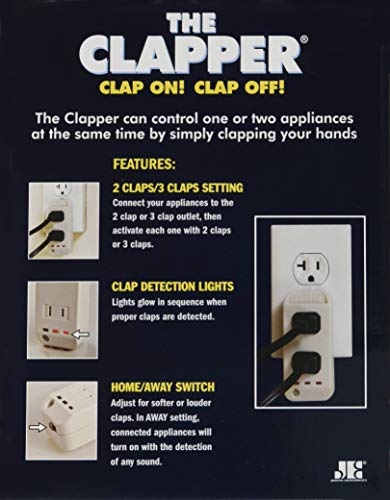You are currently viewing The Clapper, Wireless Sound Activated On/Off Light Switch, Clap Detection, Perfect for Kitchen/Bedroom/TV/Appliances, 120 V Wall Plug, Smart Home Technology, As Seen On TV Household Gift